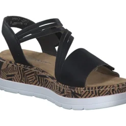 Damen Rieker Sandaletten<V3964, Keilsandaletten, Damen, Schwarz