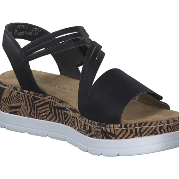 Damen Rieker Sandaletten<V3964, Keilsandaletten, Damen, Schwarz