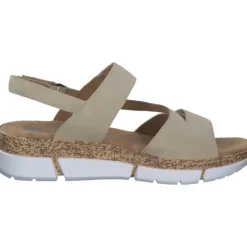Damen Rieker Sandaletten<V2366, Keilsandaletten, Damen, Beige