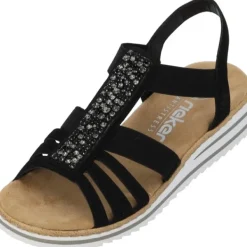 Damen Rieker Sandaletten<V0652, Keilsandaletten, Damen, Schwarz