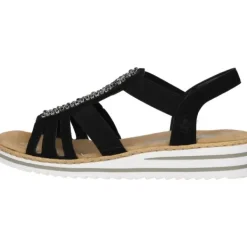 Damen Rieker Sandaletten<V0652, Keilsandaletten, Damen, Schwarz