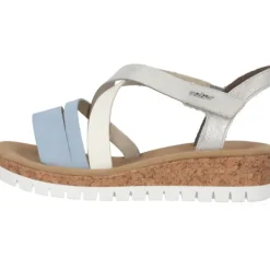 Damen Rieker Sandaletten<V4364, Keilsandaletten, Damen, aqua/offwhite/fog-silver