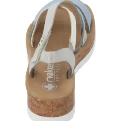 Damen Rieker Sandaletten<V4364, Keilsandaletten, Damen, aqua/offwhite/fog-silver