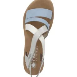 Damen Rieker Sandaletten<V4364, Keilsandaletten, Damen, aqua/offwhite/fog-silver