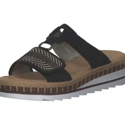 Damen Rieker Pantoletten & Badeschuhe<V7947, Pantoletten & Badeschuhe, Damen, Schwarz