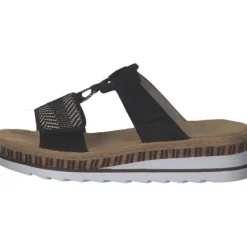 Damen Rieker Pantoletten & Badeschuhe<V7947, Pantoletten & Badeschuhe, Damen, Schwarz