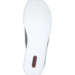 Damen Rieker Pantoletten & Badeschuhe<V0290, Plateau-Pantoletten, Damen, kreide-silver/fog-silver