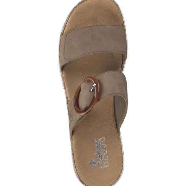 Damen Rieker Pantoletten & Badeschuhe<V2392, Plateau-Pantoletten, Damen, shell