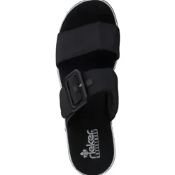 Damen Rieker Pantoletten & Badeschuhe<V0299, Plateau-Pantoletten, Damen, schwarz/schwarz