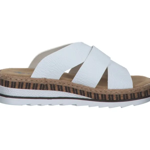 Damen Rieker Pantoletten & Badeschuhe<V7989, Plateau-Pantoletten, Damen, Weiß