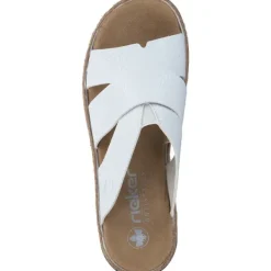 Damen Rieker Pantoletten & Badeschuhe<V7989, Plateau-Pantoletten, Damen, Weiß