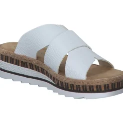 Damen Rieker Pantoletten & Badeschuhe<V7989, Plateau-Pantoletten, Damen, Weiß