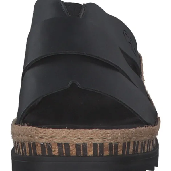 Damen Rieker Pantoletten & Badeschuhe<V7989, Plateau-Pantoletten, Damen, Schwarz