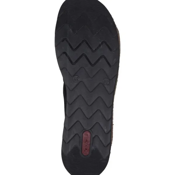 Damen Rieker Pantoletten & Badeschuhe<V7989, Plateau-Pantoletten, Damen, Schwarz