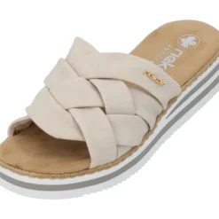 Damen Rieker Pantoletten & Badeschuhe<V0208, Plateau-Pantoletten, Damen, Beige