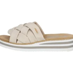 Damen Rieker Pantoletten & Badeschuhe<V0208, Plateau-Pantoletten, Damen, Beige