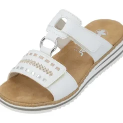 Damen Rieker Pantoletten & Badeschuhe<V0636, Plateau-Pantoletten, Damen, weiss/argento/rosegold