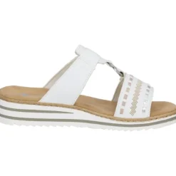 Damen Rieker Pantoletten & Badeschuhe<V0636, Plateau-Pantoletten, Damen, weiss/argento/rosegold