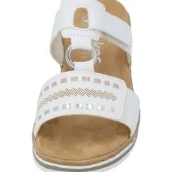 Damen Rieker Pantoletten & Badeschuhe<V0636, Plateau-Pantoletten, Damen, weiss/argento/rosegold