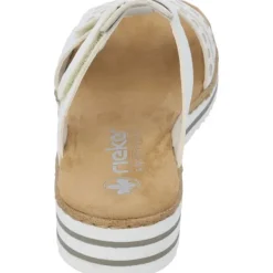 Damen Rieker Pantoletten & Badeschuhe<V0636, Plateau-Pantoletten, Damen, weiss/argento/rosegold