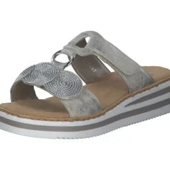 Damen Rieker Pantoletten & Badeschuhe<V02K3, Pantoletten & Badeschuhe, Damen, Silber
