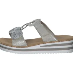 Damen Rieker Pantoletten & Badeschuhe<V02K3, Pantoletten & Badeschuhe, Damen, Silber