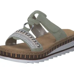 Damen Rieker Pantoletten & Badeschuhe<V79M6, Plateau-Pantoletten, Damen, pistazie