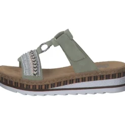 Damen Rieker Pantoletten & Badeschuhe<V79M6, Plateau-Pantoletten, Damen, pistazie