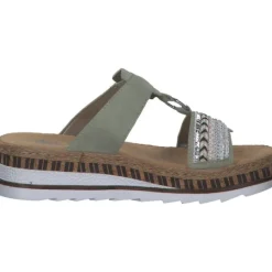 Damen Rieker Pantoletten & Badeschuhe<V79M6, Plateau-Pantoletten, Damen, pistazie