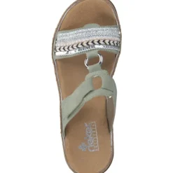 Damen Rieker Pantoletten & Badeschuhe<V79M6, Plateau-Pantoletten, Damen, pistazie
