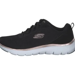 Damen Skechers Klassische- & Business Schuhe<150206, Schnürschuhe, Damen, Black mesh / rose gold