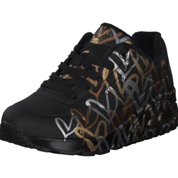 Damen Skechers Sneakers<155523, Sneakers Low, Damen, Schwarz Weiß Gold