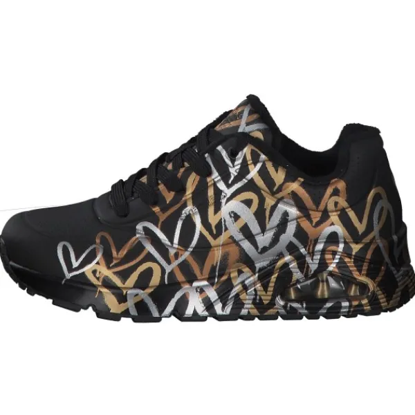 Damen Skechers Sneakers<155523, Sneakers Low, Damen, Schwarz Weiß Gold