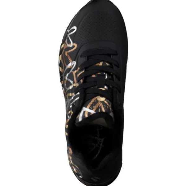 Damen Skechers Sneakers<155523, Sneakers Low, Damen, Schwarz Weiß Gold