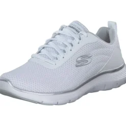 Damen Skechers Klassische- & Business Schuhe<150206-WSL FLEX APPEAL 5.0-UPTAKE, Schnürschuhe, Damen, WHITE MESH / SILVER TRIM