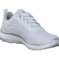 Damen Skechers Klassische- & Business Schuhe<150206-WSL FLEX APPEAL 5.0-UPTAKE, Schnürschuhe, Damen, WHITE MESH / SILVER TRIM