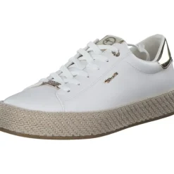 Damen Tamaris Klassische- & Business Schuhe<23713, Schnürschuhe, Damen, WHITE/GOLD