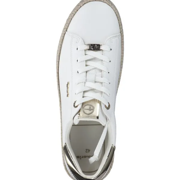 Damen Tamaris Klassische- & Business Schuhe<23713, Schnürschuhe, Damen, WHITE/GOLD