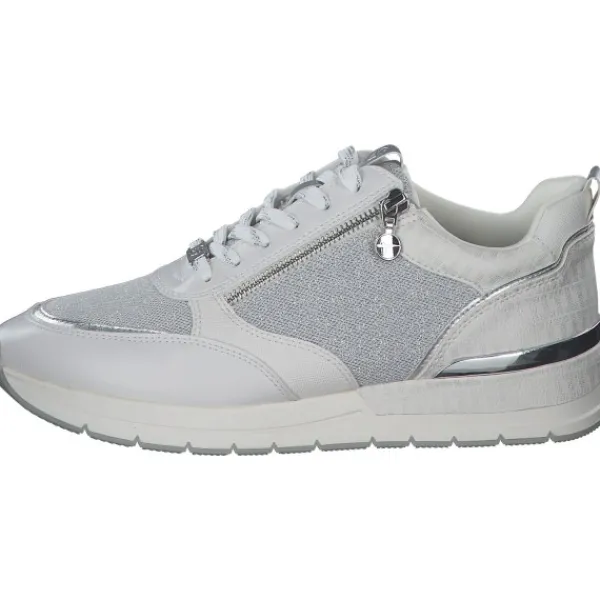 Damen Tamaris Sneakers<23732, Sneakers Low, Damen, WHT/SILVER COM
